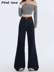 High Waist Wide Leg Jeans Womens Denim Blue Stretchy Straight Cut Casual Cotton Pants Pocket Detail Fall Winter Loose Fit