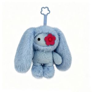 Bandai | 18cm Juju Plush Cute Rabbit Flower Eye Keychain Bag Pendant Doll Long Ears Kawaii Car Keychain PlushToy Gift for Girls Itzy Bt21