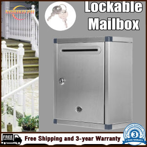 HOL 100% 304 Stainless Steel Mail Letter Post Storage MailBox Outdoor Waterproof Lockable Mailbox Wall Mount
