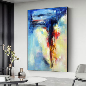 Hand-painted Abstract Landscape Painting For Hallway Vertical