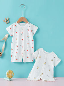 ชุดบอดี้สูทเด็กทารกชุดใส่ในห้องแอร์สำหรับเด็กแบบบางแขนสั้นชุดนอนผ้าฝ้ายแท้ฤดูร้อนสำหรับเด็กหญิงและเด็กชายชุดคลานสำหรับเด็กแรกเกิด