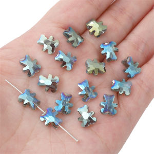 ลูกปัดแก้วรูปหมีน้อย10ชิ้นเสน่ห์ลูกปัดสำหรับสร้อยข้อมือทำด้วยมือแบบทำมืองานประดิษฐ์สร้อยคอเครื่องประดับทำเครื่องเพชรพวงกุญแจ