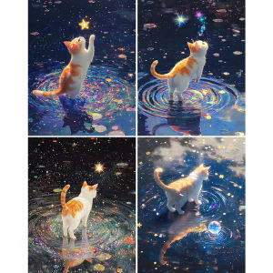 Acrylic Paint By Numbers Dreamy Orange Cat Painting By Numbers on Canvas Coloring By Number for Adults Paint Digital Art