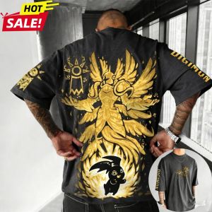 Bandai | Anime Digimon 2025 New Patamon Harajuku Mens Vintage Streetwear Summer T-shirt Womens Casual Sports Short-sleeved Cotton Tee