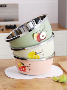 ถ้วยสแตนเลสหนาสีสันสดใสสำหรับใช้ในครัว ถ้วยต้มซุป ถ้วยใส่มื้อเช้า ถ้วยผสมผัก ถ้วยล้างหน้า ถ้วยเหล็กสำหรับใช้ในหอพัก