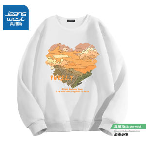 Jeanswest Mens Hoodie Spring Autumn 2024 Casual Long Sleeve Couple Style American Loose Fit Youth Trendy Cotton Polyester