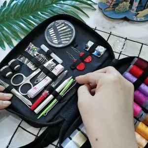 Complete Sewing Kit with Threads Needles Scissors Tape Measure Buttons Portable Travel DIY Embroidery Handwork Sewing Tool Set