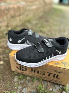 JASTIL Sepatu Anak Anak Pria/Wanita Velcro Hitam Putih Untuk Usia 5-20thn