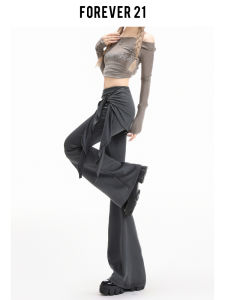 Forever 21 Retro Grey Micro Flared Sports Yoga Pants Women Low Waist Slim Fit Fake Two Piece Casual Skirt Pants