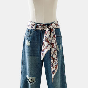 WEIAI | Korean Style Walnut Tie Waist Belt Long Scarf Waist Chain Decoration For Women With Skirts And Jeans Ethnic Style Polyester Fiber