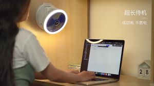 NOXIER Portable Mini Electric Fan Foldable USB Rechargeable Desk Fan With Light and Retractable Stand