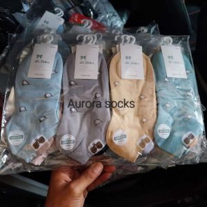12 Pasang Kaos Kaki Pendek Mata Kaki Motif Wanita Cewe Cewek Import Grosir Lusinan Soft Cotton