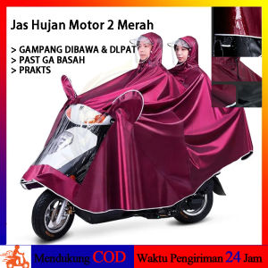 JAS HUJAN MOTOR 2 KEPALA FULL BODY MOTOR DOUBLE PONCO 2 KEPALA FULL COVER MOTOR RAINCOAT 2-in-1 COAT