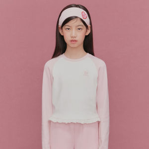 LOVESASAKIDS | Color Block Contrast Sleeve Embroidered Wooden Edge Hem T-Shirt