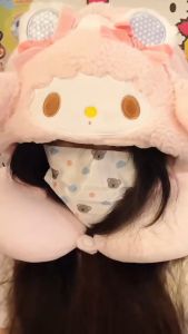 หมอนรองคอลายการ์ตูน ลายเปียโน หมอนรองคอพร้อมฮู้ด ลายน่ารัก นุ่มสบาย หมอนรองคอสำหรับเดินทาง พร้อมส่ง