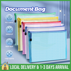 【🇲🇾Stock 】Zippered Mesh Bag PVC Zipper File Bag A4 Waterproof Transparent File Zip Bag Strong And Durable For Organizational Storage Home Office Supplies Office Use Student Use