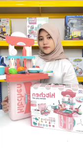 Mainan Anak LITTLE CHEFS SET 3IN1 KITCHEN 008-971 Mainan Masak Masakan Portable Kitchen Set Alat Masak Anak Mainan Anak Perempuan - Mainan Anak Laki Laki