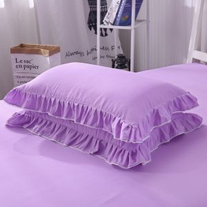 Korean Style Princess Lace Trim Pillowcase Single Double Leaf Edge Pillow Cover Pair of Covers Two Pillows Skin