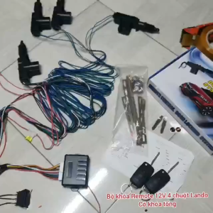 (Lanbo liền Chuột) Bộ Khóa Cửa (Lock Cửa) Remote Xe ô tô Lanbo 12V kèm 4 chuột - có khóa tổng - tặng phôi tặng logo