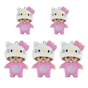 Sanrio | New Action Anime Figure Monchhichi Keychain Hello Kitty Toy Keyring Cute Kitty Keychains for Bags Childrens Day Gift 몬치치 키링 //*
