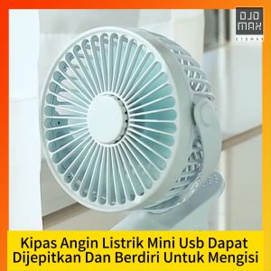DJDMax Kipas Angin Listrik Mini USB Dapat Dijepitkan dan Berdiri untuk Mengisi Daya Kipas Kecil Meja Asrama Siswa Kipas Kecil Angin Kencang