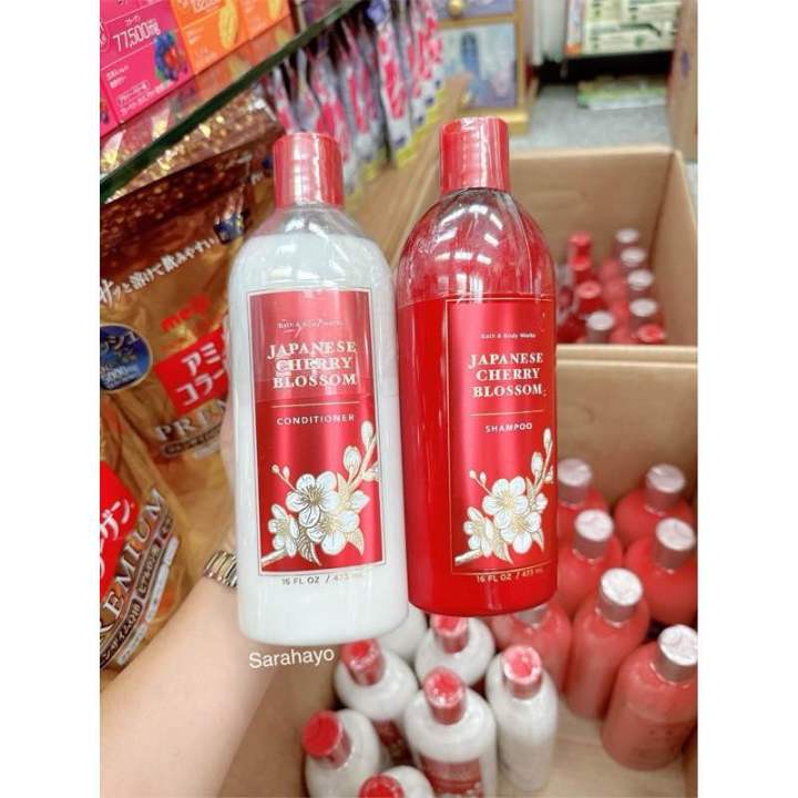 Bath and Body Works JAPANESE CHERRY BLOSSOM Shampoo 473ml. & Conditioner 473ml. ของแท้ Lazada