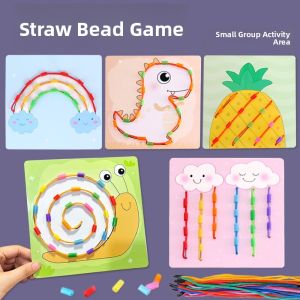 Fine Motor Skills DIY Handcraft Straw Stringing Material for Kindergarten Creative Educational Toys Childrens Play Areas