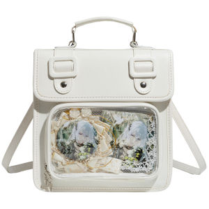 CasperKeanu Original Transparent School Bag Womens Versatile Daily Shoulder Bag Casual Korean Style Soft PU Large Size