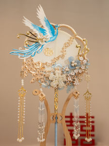 Xanh Dương Handmade Cưới Quạt Truyền Thống Trung Quốc Cô Dâu Quạt Chế Biến Tự Làm Chất Liệu Bộ Cô Dâu Jinhua Chiến Xuất Xứ