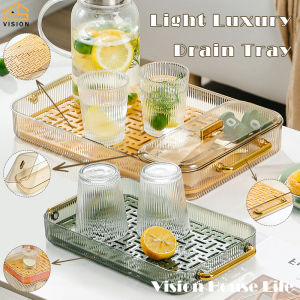 Vision Khay Thoát Nước Hai Lớp Kiểu Bắc Âu Kèm Hộp Đựng Cốc Gia Dụng Khay Cốc Trà Bộ Đồ Ăn Có Thể Tháo Rời Khay Thoát Nước Bảng Thoát Nước Đa Năng