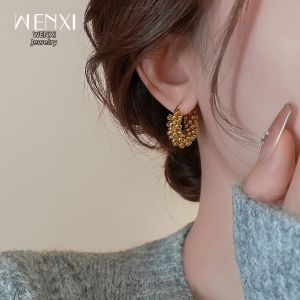 WENXI | Gold Beaded Elegant Earrings