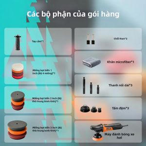 Bộ Máy Đánh Bóng Xoay Mini AUTIWOZ W03 600W Sợi Carbon 1/2/3 Inch Kèm Trục Nối Dài Khởi Động Êm