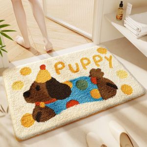 Cute Cartoon Kitten Plush Floor Mat Soft Non-Slip Bath Rug Indoor/Outdoor Entryway Doormat Aesthetic Home Decor for Bedroom