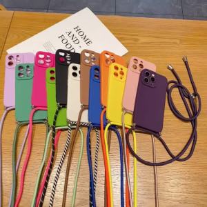 Ốp Điện Thoại iPhone Có Dây Đeo Chống Sốc Kiểu Dây Đeo Chéo Chất Liệu Mềm Mại Bảo Vệ Ống Kính Dành Cho Pro Max 16 12 11 13 15 14 Plus 17 Air
