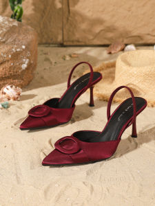 2026 Womens Shoes Single Shoes Sandals Spring Fashion Pointed Toe Slingback Summer Ladies Shallow Vamp High Heels