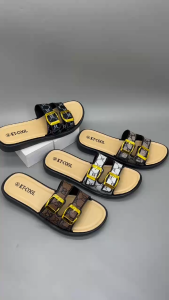 (Size 37-40) 1986 Sandal Wanita Dewasa Slop Tali 2 Gesper Sandal Kasual Wanita Sandal Teplek Slop Slip On