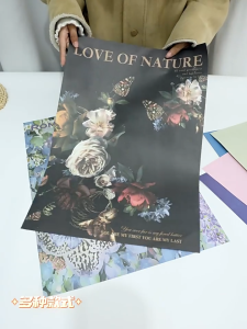 Ximeng Garden Oil-Painting Style Flower Bouquet Wrapping Paper Gift Wrapping Papers (Floral Craft Gift Packaging）