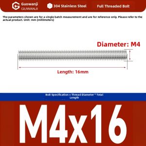 GUWANJI | Stainless Steel Full Thread Rod Screw M3-M20
