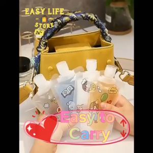 【Reusable】30ml / 50ml / 100ml Random Emoji Liquid Dispens Bag Set Leak Proof Travel Toiletries Refillable Shampoo Lotion Liquid Storage