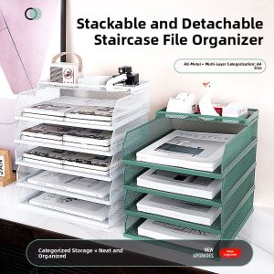 Desktop Document Holder A4 Storage Basket Multi-Column Multi-Layer Rack Metal Material Business Supplies Organizer
