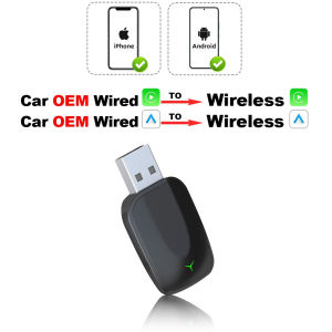 Wireless CarPlay Dongle 2 in 1 Wireless Android Auto Adapter for OEM Wired CarPlay Vehicles Car Radio Plug and Play Bluetooth 