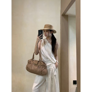Elegant French Style Blouse Slanted Shoulder Sleeveless