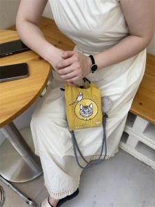 Ball Chain Embroider Mini Crossbody Bag with Shoulder Strap Mini Nylon Handbag Small Cloth Bag