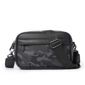 Camouflage Mens Messenger Bag Retro PU Leather Shoulder Bags For Man Square Men Crossbody Bags Sling Male Shoulder Bags