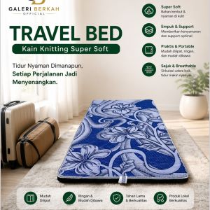 Kasur Lipat Travel Bed QINITING Kain Knitting Super Lembut dengan Busa Berkualitas Mudah Dilipat Ringan & Mudah Dibawa Tahan Lama & Berkualitas Produk Lokal Berkualitas.