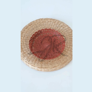 LJR Piring Plastik Rotan Anyaman Motif Bunga Lotus 23cm  Random - 6 Pcs