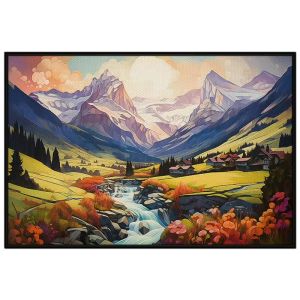 Tranh phong cảnh làng quê Châu Âu. Tranh treo tường dán tường Canvas. CGI-202