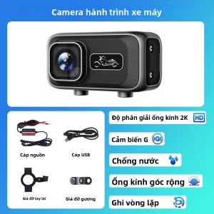 Camera DVR Xe Máy 2K HD Điều Khiển Ứng Dụng WiFi IP65 Chống Nước 140 °   Ống Kính 128GB Ghi Hình Vòng Lặp Giá Đỡ Thanh Ngang/gương Chiếu Hậu