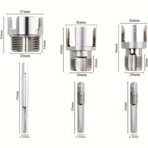 Premium 3pcs Pipe Threading Kit | Dual-Function Internal & External Thread Cutter for 1/2" 3/4" 1" PVC/Plastic Pipes