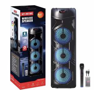 Original *8.5 MODEL GY- 8818 INCHES X 3 * *P.M.P.O 15000 WATT* PORTABLE HIGH QUALITY BLUETOOTH SPEAKER WITH WIRELESS MICROPHONE Audio karaoke